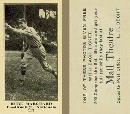1916 Mall Theatre Rube Marquard #113 Baseball Card