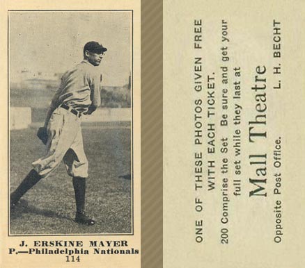 1916 Mall Theatre J. Erskine Mayer #114 Baseball Card