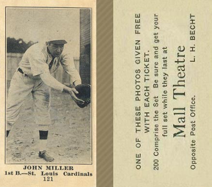 1916 Mall Theatre John Miller #121 Baseball Card