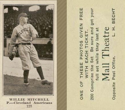 1916 Mall Theatre Willie Mitchell #123 Baseball Card