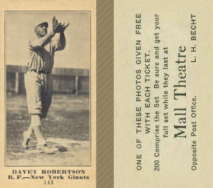 1916 Mall Theatre Davey Robertson #143 Baseball Card