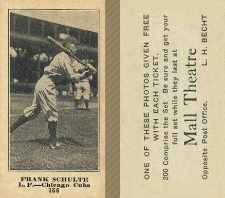 1916 Mall Theatre Frank Schulte #156 Baseball Card