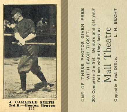 1916 Mall Theatre J. Carlisle Smith #165 Baseball Card