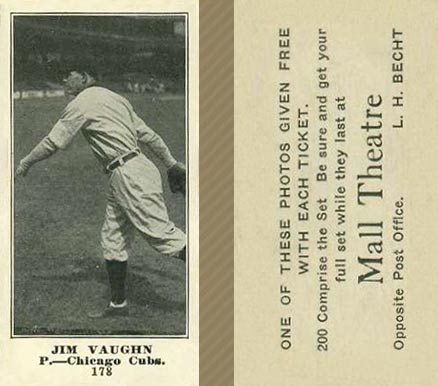 1916 Mall Theatre Jim Vaughn #178 Baseball Card