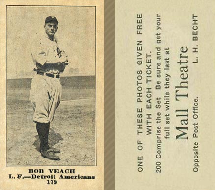 1916 Mall Theatre Bob Veach #179 Baseball Card