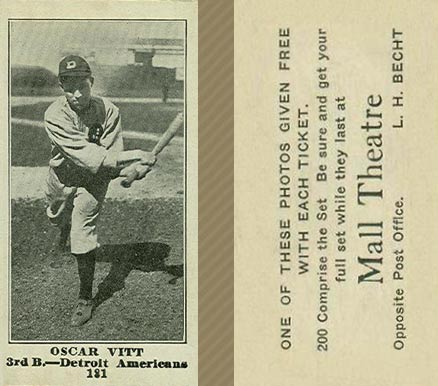 1916 Mall Theatre Oscar Vitt #181 Baseball Card