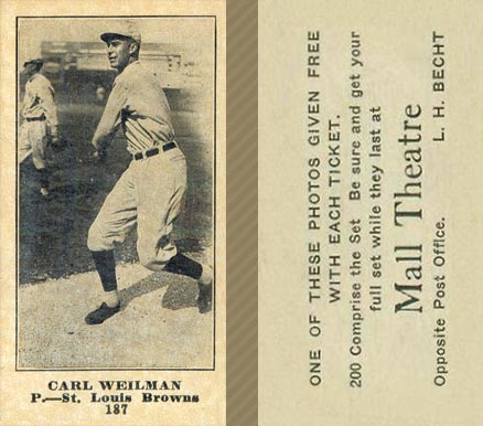 1916 Mall Theatre Carl Weilman #187 Baseball Card