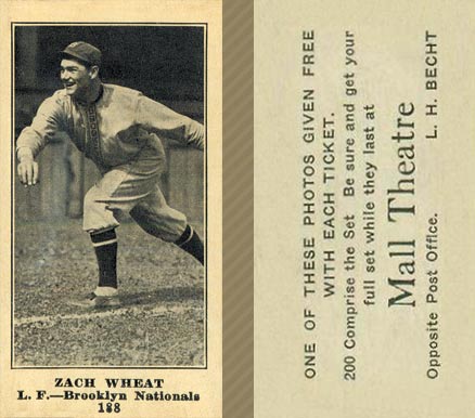 1916 Mall Theatre Zach Wheat #188 Baseball Card