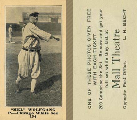 1916 Mall Theatre Mel Wolfgang #194 Baseball Card
