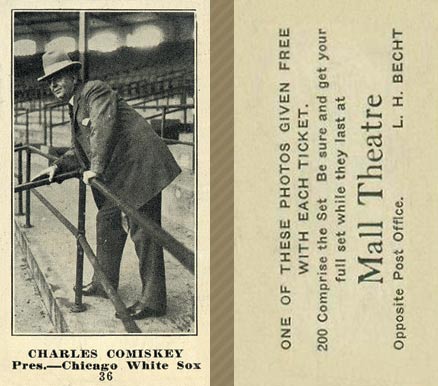 1916 Mall Theatre Charles Comiskey #36 Baseball Card