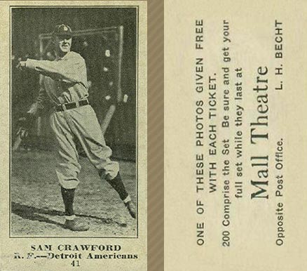 1916 Mall Theatre Sam Crawford #41 Baseball Card