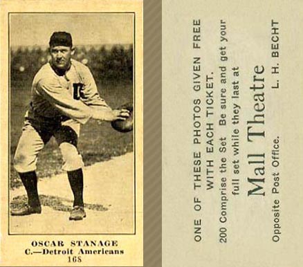 1916 Mall Theatre Oscar Stanage #168A (Catching) Baseball Card