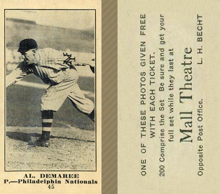 1916 Mall Theatre Al Demaree #45 Baseball Card