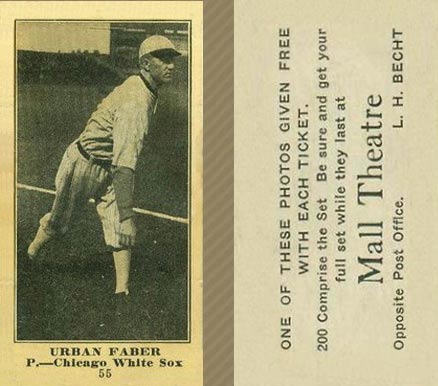 1916 Mall Theatre Urban Faber #55 Baseball Card