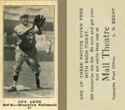 1916 Mall Theatre Gus Getz #67 Baseball Card