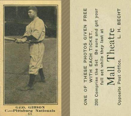1916 Mall Theatre Geo. Gibson #68 Baseball Card