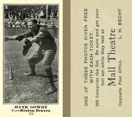1916 Mall Theatre Hank Gowdy #70 Baseball Card