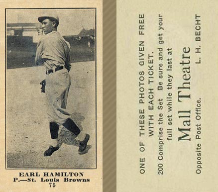 1916 Mall Theatre Earl Hamilton #75 Baseball Card