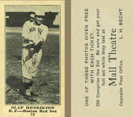 1916 Mall Theatre Olaf Henriksen #79 Baseball Card