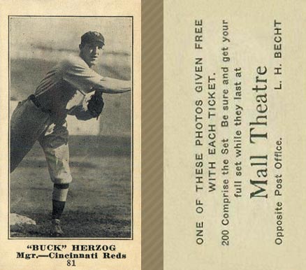 1916 Mall Theatre Buck Herzog #81 Baseball Card