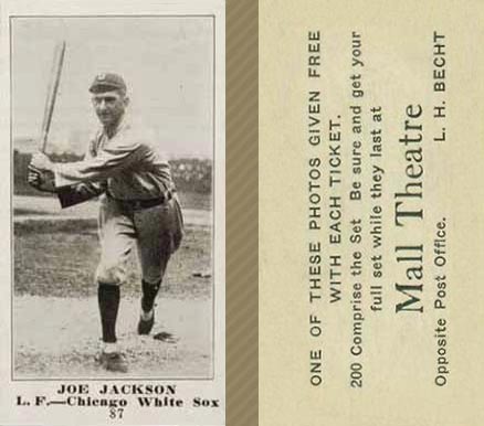 1916 Mall Theatre Joe Jackson #87 Baseball Card