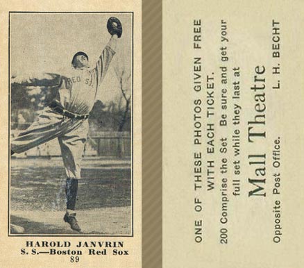 1916 Mall Theatre Harold Janvrin #89 Baseball Card
