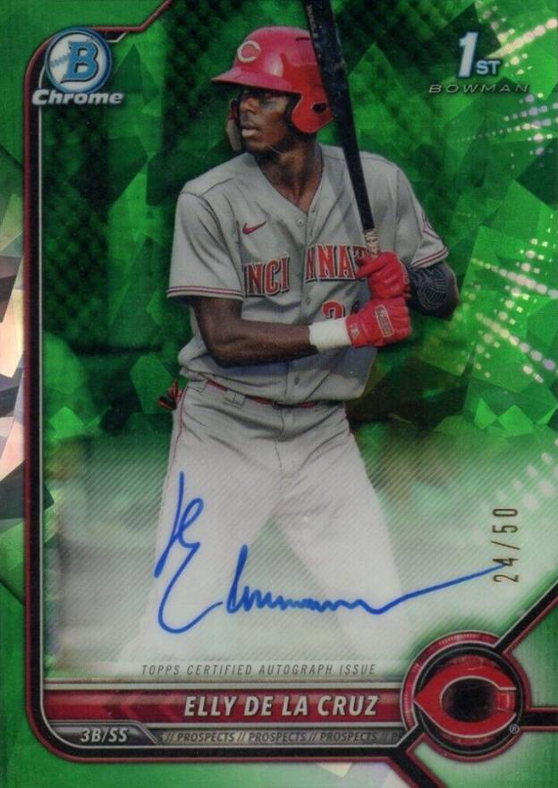 2022 Bowman Sapphire Edition Chrome Prospect Autographs Elly de La Cruz #ED Baseball Card