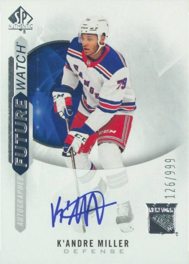 K'Andre Miller New York Rangers Autographed 2020-21 Upper Deck Young Guns #469 Beckett Fanatics Witnessed Authenticated Rookie Card