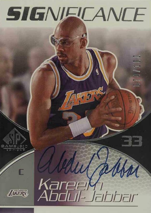 2003 SP Game Used SIGnificance Kareem Abdul-Jabbar #KA Basketball Card