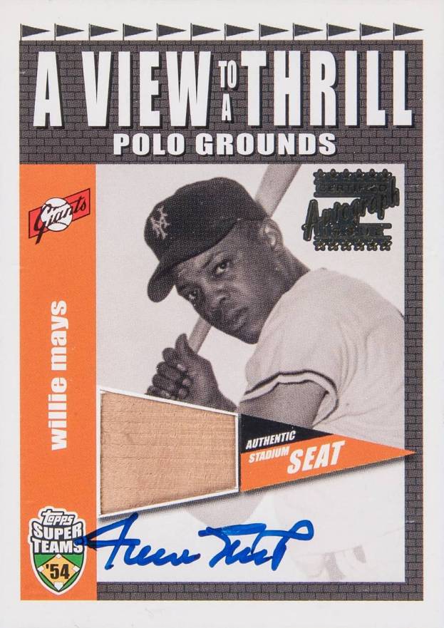 2002 Topps Super Teams A View to A Thrill Relics Willie Mays #VT-WMA Baseball Card