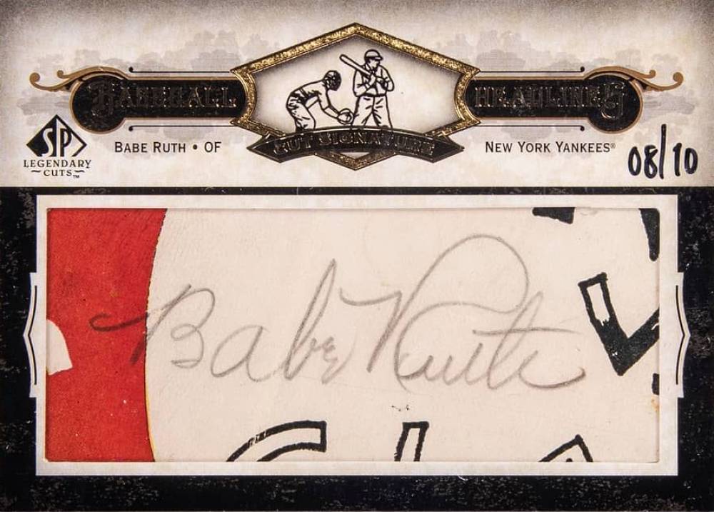 2008 SP Legendary Cuts Baseball Headlines Cut Signatures Babe Ruth #BHCBR Baseball Card