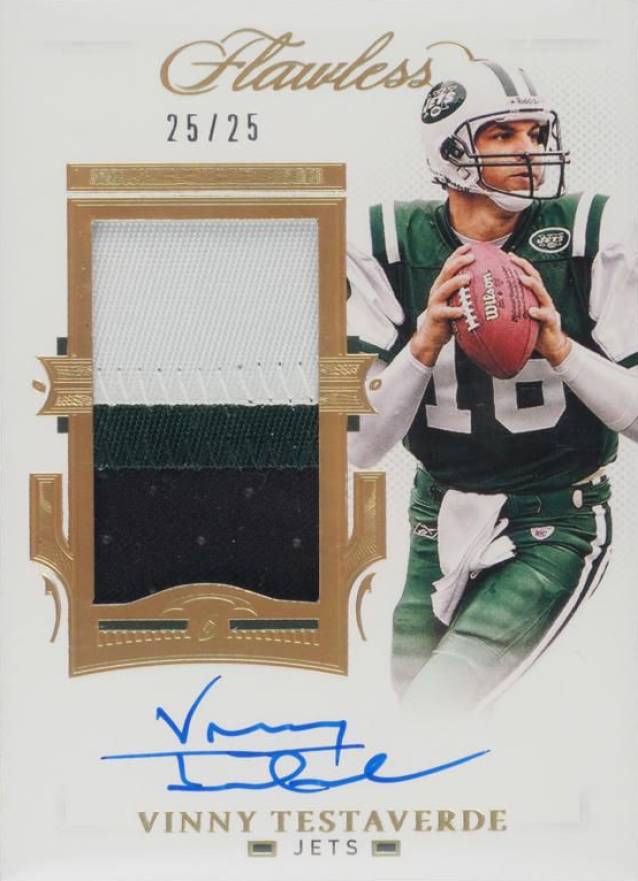 2021 Panini Flawless Patch Autographs Vinny Testaverde #PAVTE Football Card