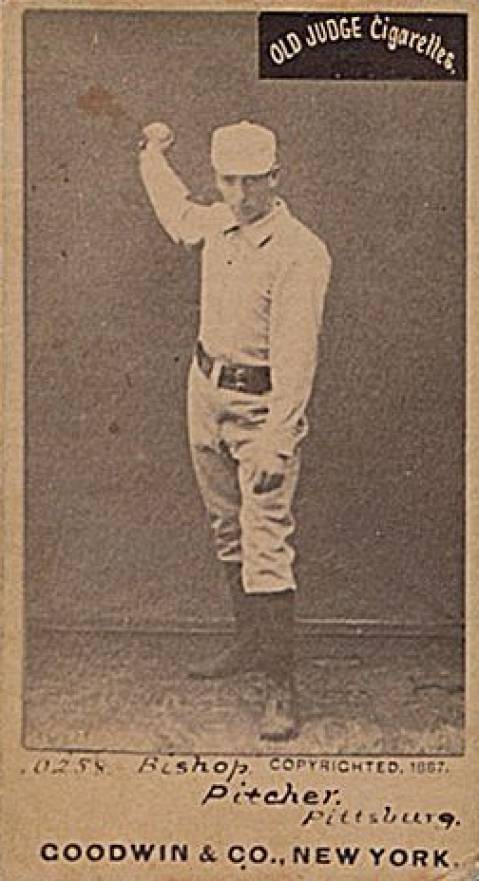 1887 Old Judge Bishop, Pitcher, Pittsburg #29-3a Baseball Card