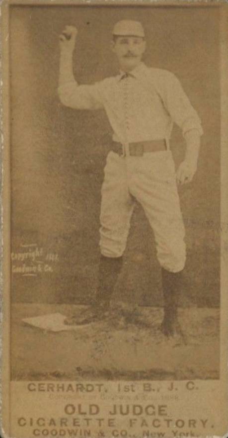 1887 Old Judge Gerhardt, 1st B., J.C #185-2b Baseball Card