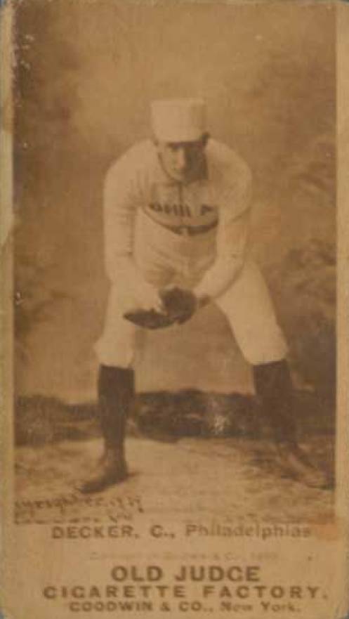 1887 Old Judge Decker, C., Philadelphias #122-3a Baseball Card