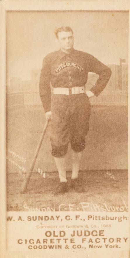 1887 Old Judge W.A. Sunday, C.F., Pittsburgh #446-5c Baseball Card