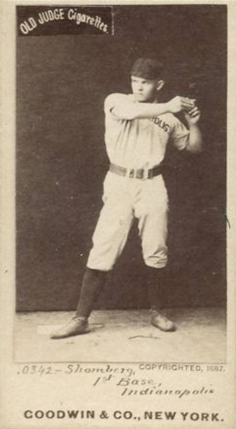 1887 Old Judge Shomberg, 1st Base, Indianapolis #417-2b Baseball Card