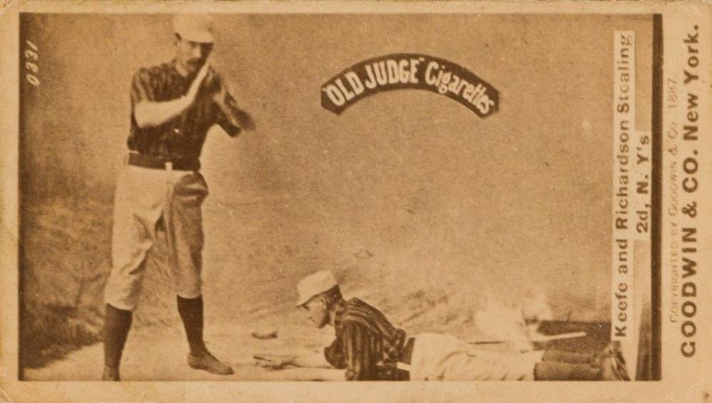 1887 Old Judge Keefe and Richardson Stealing 2d, N.Y's #251-9a Baseball Card
