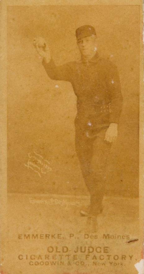 1887 Old Judge Emmerke, P, Des Moines #145-4a Baseball Card