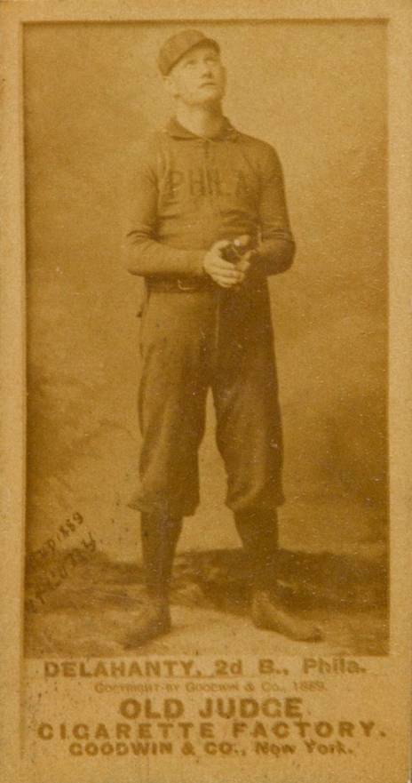1887 Old Judge Delahanty, 2d B., Phila. #123-3a Baseball Card
