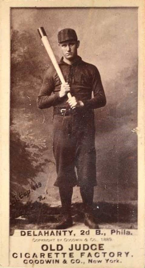 1887 Old Judge Delahanty, 2d B., Phila. #123-1a Baseball Card