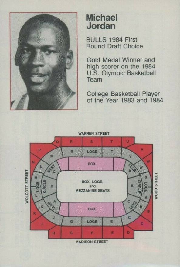 1984 Chicago Bulls Pocket Schedule Michael Jordan # Basketball Card