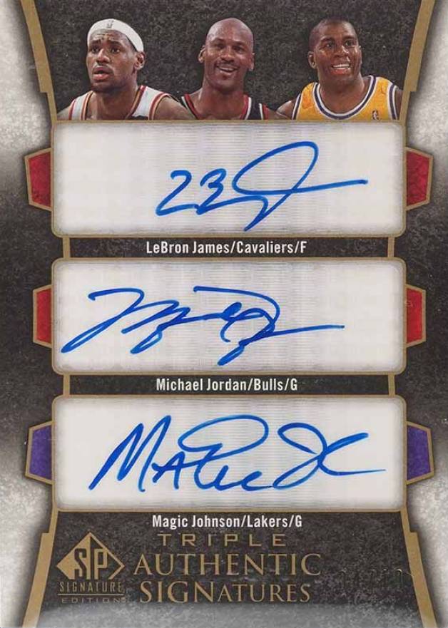 2005 SP Signature Triple Authentic Signatures LeBron James/Michael Jordan/Magic Johnson #TSJJJ Basketball Card