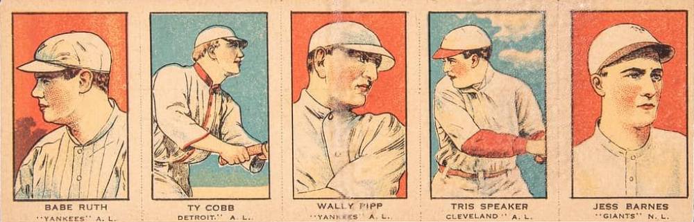 1921 Strip Card Ruth/Cobb/Pipp/Speaker/Barnes # Baseball Card