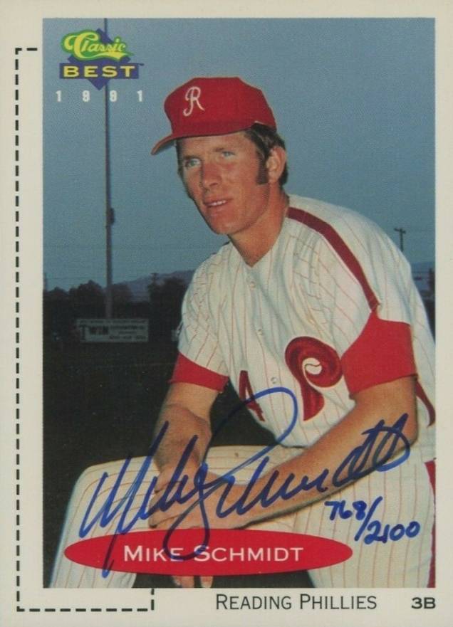 1991 Classic Best Mike Schmidt Reading Phillies #1auto Baseball Card
