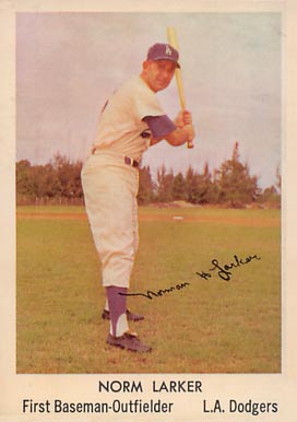 1960 Bell Brand Dodgers Norm Larker #1 Baseball Card