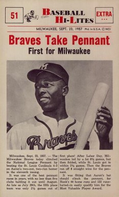 1960 Nu-Card Highlights Braves Take Pennant #51 Baseball Card