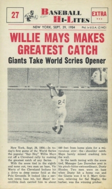 1960 Nu-Card Highlights Willie Mays Makes Greatest Catch #27 Baseball Card