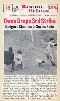 1960 Nu-Card Highlights Owen Drops Third Strike #15 Baseball Card