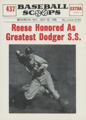 1961 Nu-Card Baseball Scoops Reese Honored as Greatest Dodger Short Stop #437 Baseball Card